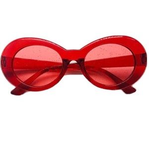 Red Y2K Oval Jelly Sunglasses